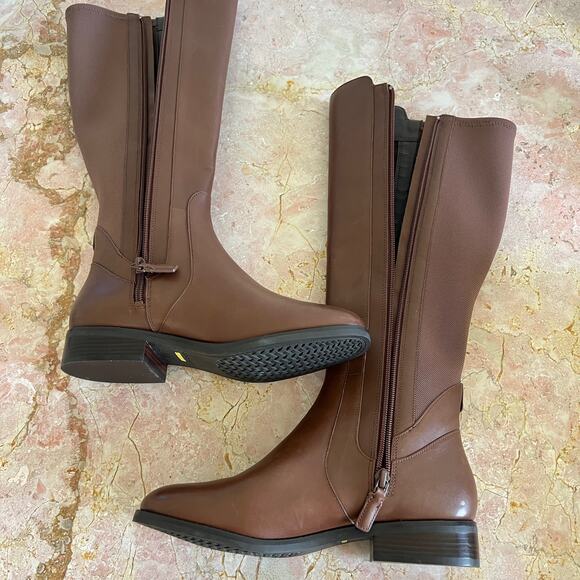 Cole Haan Noelle Brown Leather Knee High Stretch Riding Boots Womens 7.5 - Picture 10 of 15